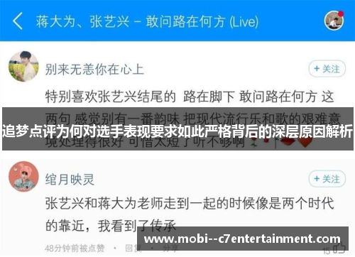 追梦点评为何对选手表现要求如此严格背后的深层原因解析 追梦点评为何对选手表现要求如此严格背后的深层原因解析