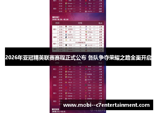 2026年亚冠精英联赛赛程正式公布 各队争夺荣耀之路全面开启 2026年亚冠精英联赛赛程正式公布 各队争夺荣耀之路全面开启